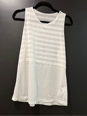 Nike White Striped Panel Tank
